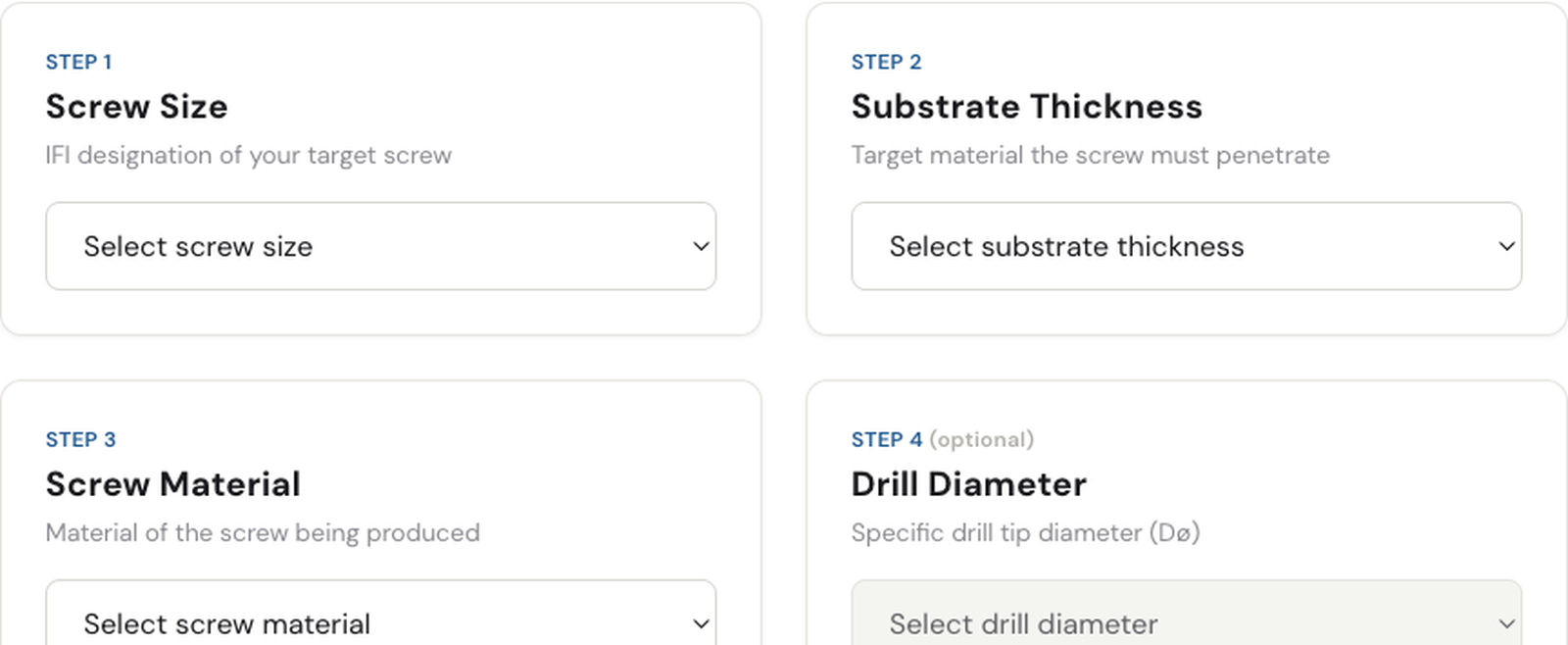 Drill Point Die Selector